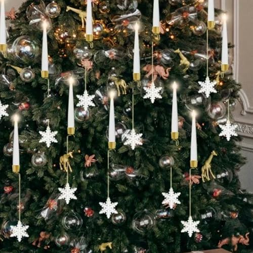 12 Velas LED de Navidad con mando luces sin llama de copo de nieve para hogar 7