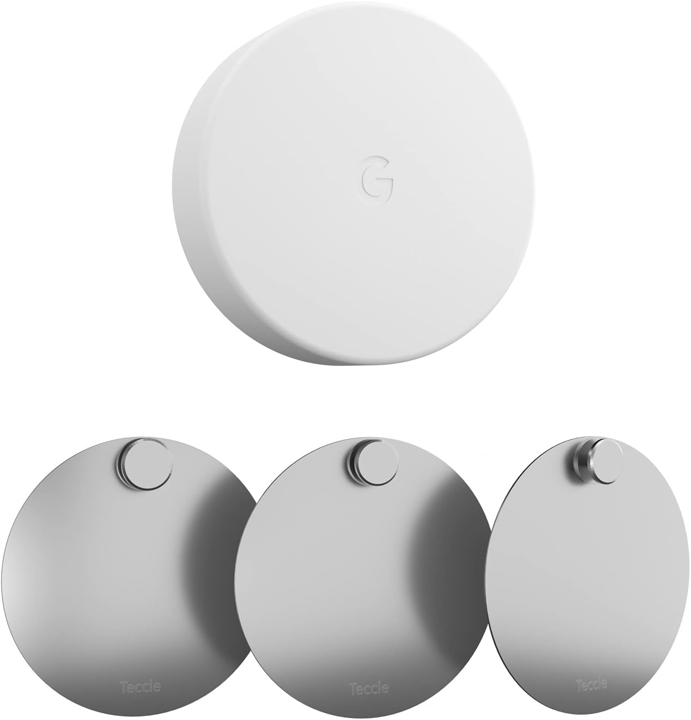 Teccle Wall Mount for Nest Temperature Sensor - No Hole Needed - Stainless Steel Bracket Plate for Google Nest Temperature Sensor Mount to Smooth and Dry Surface (Pack of 3)