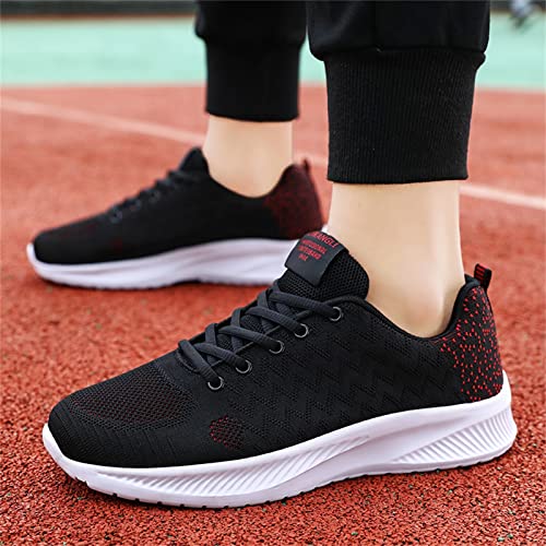Mens Travel Shoes Waterproof Plantar Fasciitis Sandals Fashion Four Seasons Men Sneakers Mesh Breathable Lace Up Flat Lightweight Running Shoes For Men Slip On Tennis Shoes Men Red #TOP1