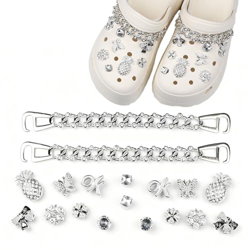 18 Pièces Accessoires de Chaussure en Strass,Pins Crocs pour Femme,Charms Crocs,Breloques de Sabots,Ornements de Chaussure DIY,Accessoires de Chaussure pour Cadeau de Fête d'anniversaire