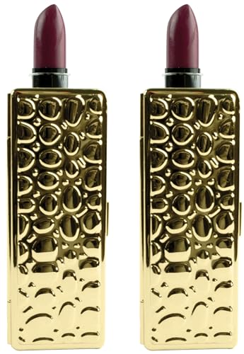 Stephanie Imports Set of 2 Rectangular Vintage Lipstick Cases With Glass Mirror (Gold Drops)