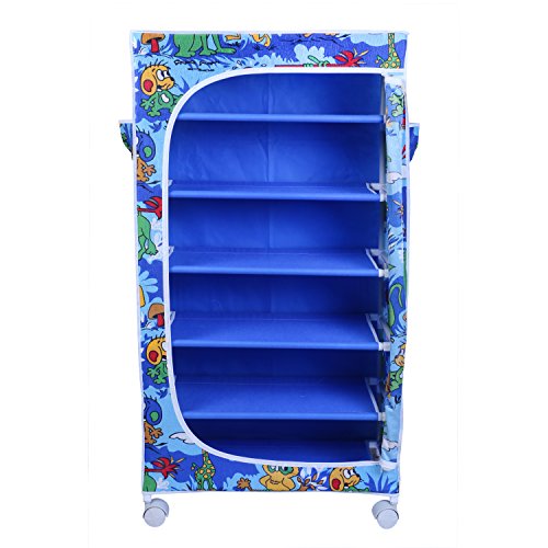 Image of Little One's | 6 Shelves Baby Foldable Wardrobe | Jungle Blue (Made in India, ISI Certifed), LW6 /AB