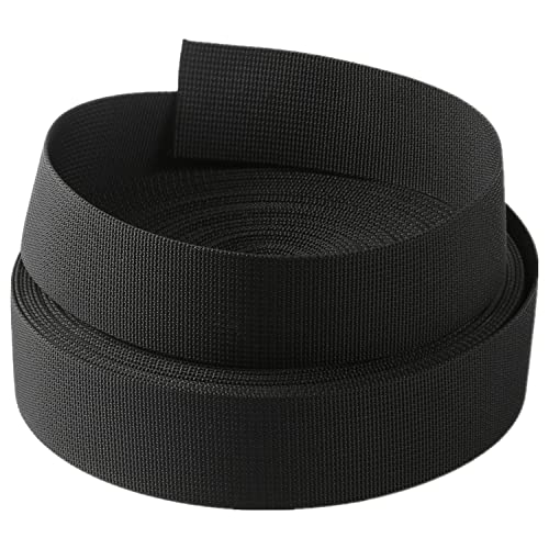 GUOSPIUS Nylon Webbing Belt，Heavy Cotton Webbing， Black Nylon Webbing Strap for Bags Climbing DIY Crafting(20mm/5 Yard)