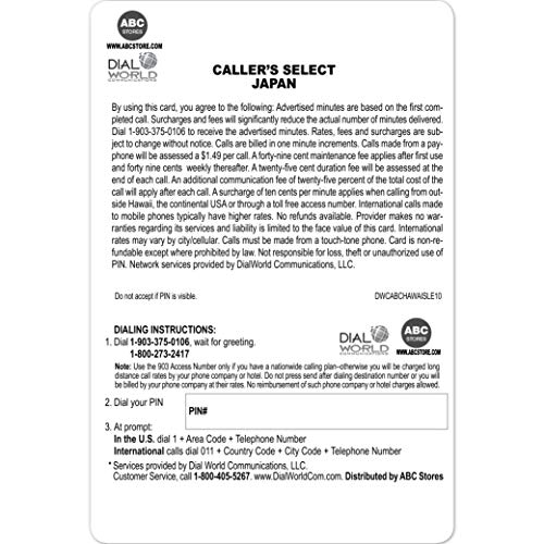 Callers Select Japan $20 Callers Select Japan Prepaid Phone Card For International Long Distance Calling To Japan thumb #1