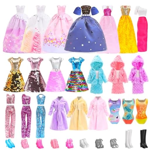 Miunana 26 Pezzi Per 11.5 Pollici 30 cm Bambola: 2 Vestiti Da Sposa + 2 Vestiti Lunghi + 2 Abiti + 2 Pantaloni + 2 Costumi Da Bagno + 2 Pigiama + 2 Cappotti + 2 Mini Vestiti + 10 PCS Scarpe