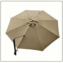 10ft 11ft Round Cantilever Umbrella Top Cover 8Rib Patio Backyard Parasol Replacement Canopy Outdoor Offset Umbrellas Replacement Cloth