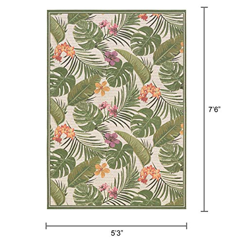 Tapete decorativo Couristan 5'3" x 7'6" Ivory Hunter Green miniatura 3