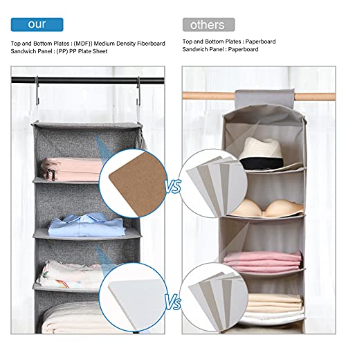 XULAN-6-Shelf-Hanging-Closet-Organizer-Hanging-Storage-with-1-Drawer-and-3-Side-Pockets-Hanging-Closet-Shelves-for-Organization-and-Storage-137-W-x-118-D-x-417-H-Canvas-Gray