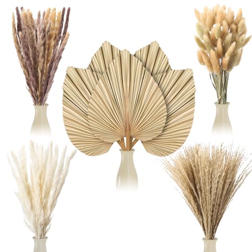105 Pcs Boho Dried Pampas Grass Decor Bulk