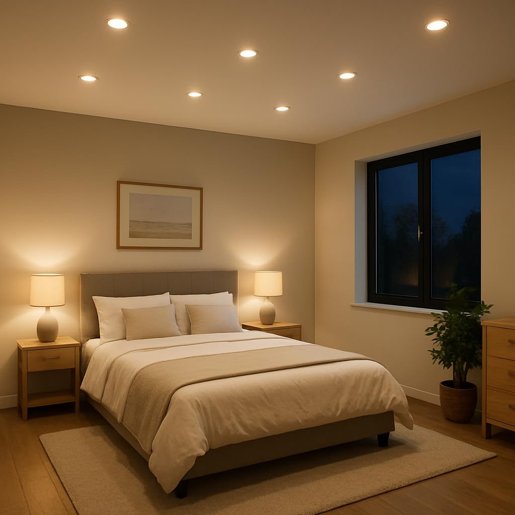 6 Stück flacher LED Einbaustrahler Lotta 230V 7W SMD Warmweiß 3000K | IP20 | Farbe: Weiß | Kompakte Einbauleuchte | Moderner Deckenspot für Wohnbereich & Flur