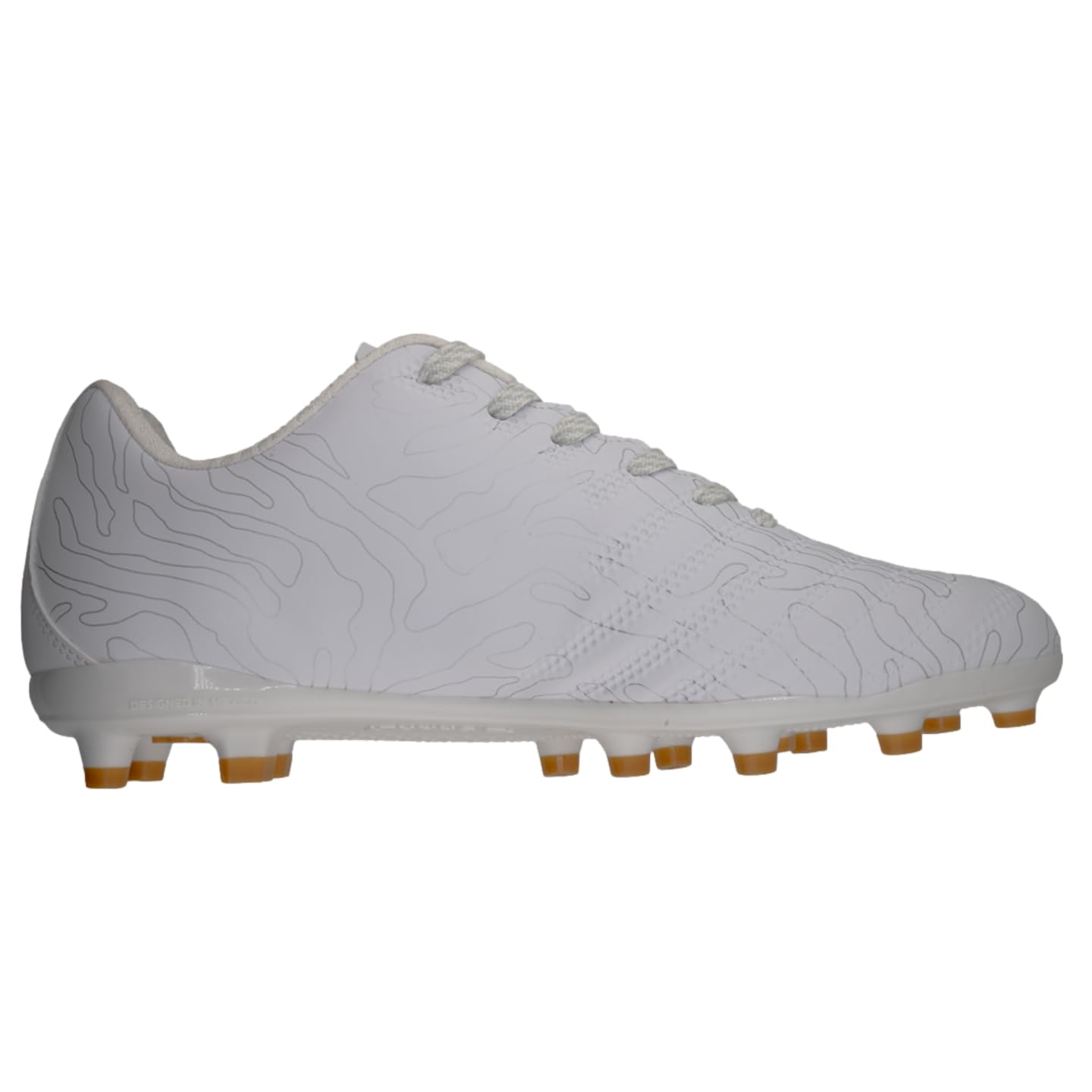 Charly Hot Cross Firm Ground Soccer Cleats - Synthetic Upper for Durability and Traction on Firm Ground (White/Gold, US Footwear Size System, Adult, Men, Numeric, Medium, 9)