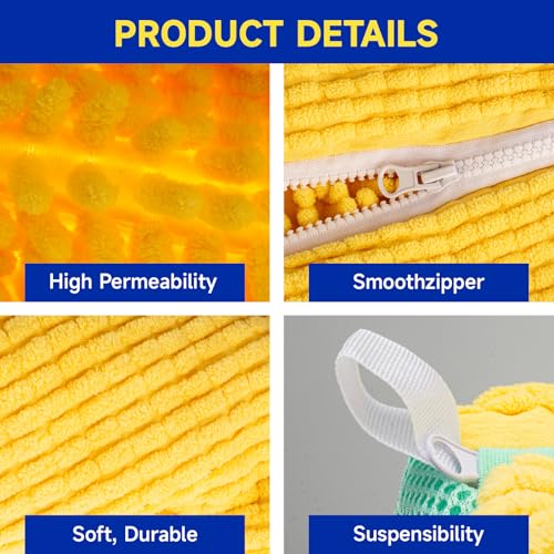 2 Packs Shoe Washing Machine Bag,Laundry Shoe Bag for Washing Machine and Dryer, 360°All-Around Cleaning Sneakers,Top Hidden Zipper,Reusable Sneaker Washing Machine Bag For All Shoe Types (Yellow)3