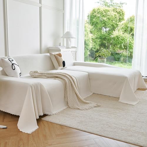 Image of Waterproof Sectional Couch Covers,L Shaped Couch Covers for Pets Washable Sofa Covers for Dogs Sofa SlipCover for Sectional Couches Protector Covers for Living Room (71 inch x 102 inch + 71 inch x 110 inch, Beige)