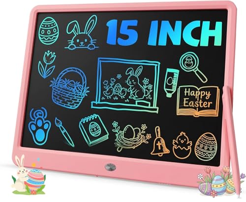TEKFUN 15 Inch LCD Writing Tablet for Girls Ages 312 Large Drawing Tablet for Kids Screen-Free Writing Pad for Learning Quiet Time Creative Christmas Gift for 3 4 5 6 7 8 Year Old Girl (Pink)