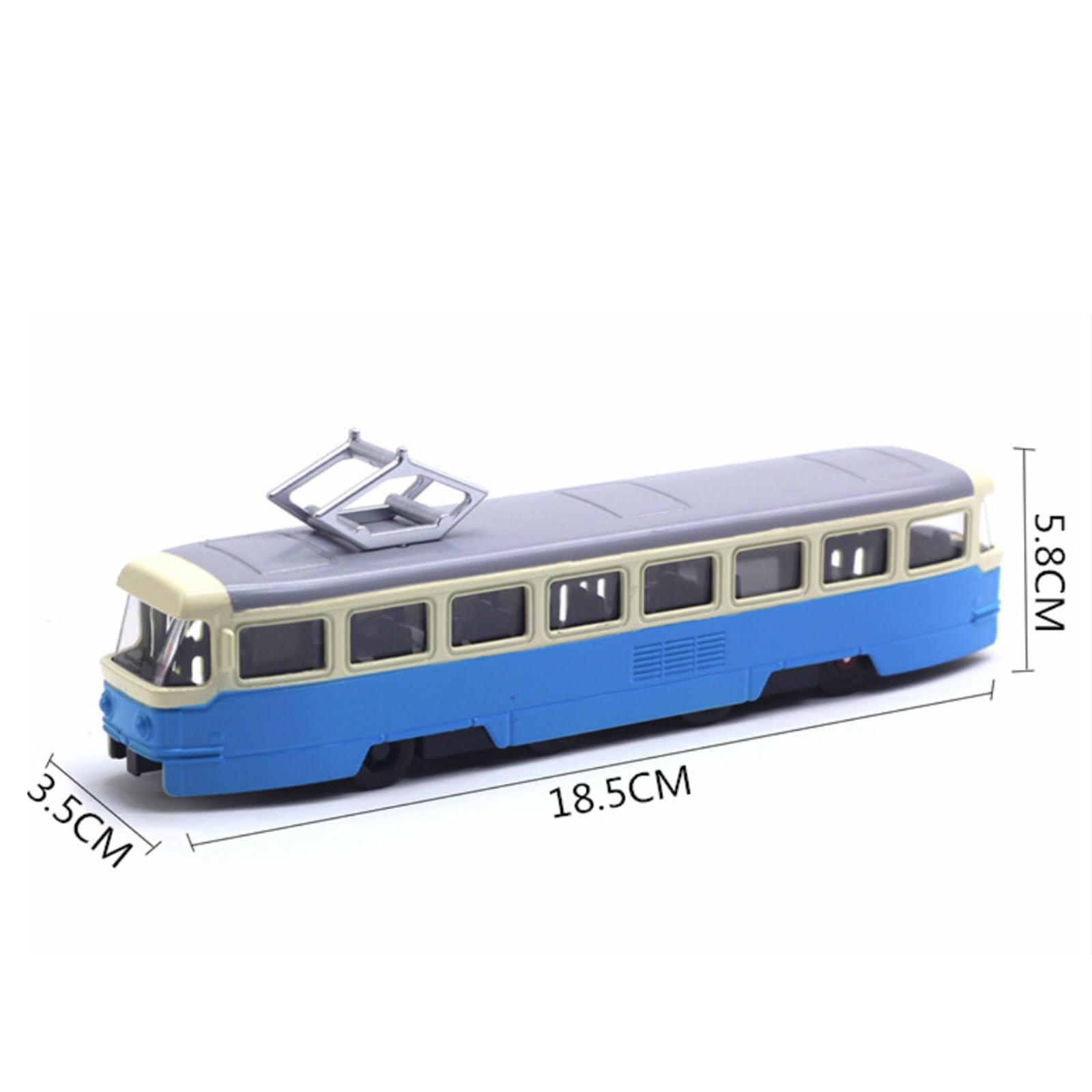 Miniaturmodell Straßenbahn Tramhallen Miniaturobjekt Indoor Modellauto Aus Robustem Legierungsmaterial mit Musikfunktion Licht Beweglichen Türen für S, Blau