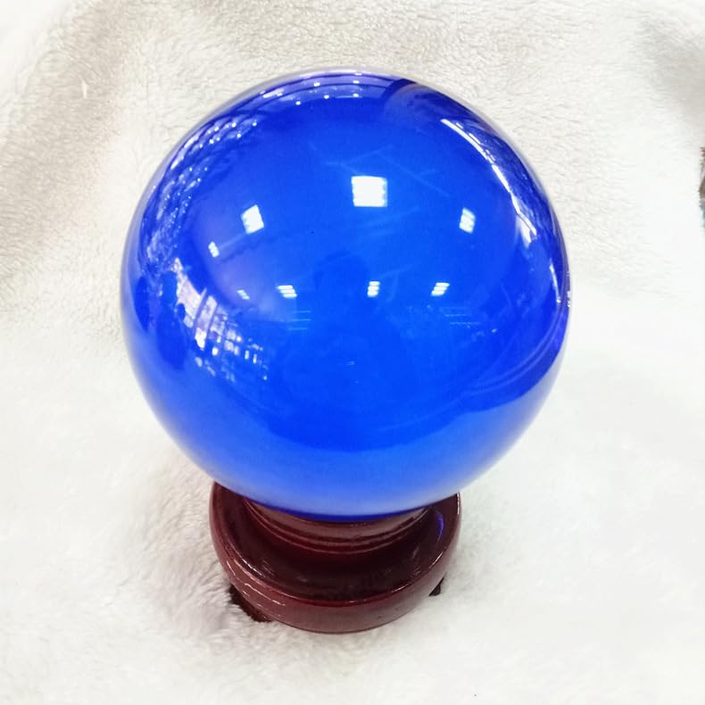 Boule de cristal bleue 80mm pour décoration maison et artisanat en verre d'art