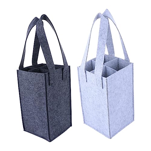 Ciieeo 2Pcs Portable Wine Tote Carrier Felt Storage Bags for Wine Bottles Workmanship for Parties and Special Occasions