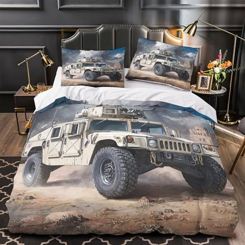 Parure de lit militaire 140x200cm avec housse de couette 3D microfibre pour lit simple
