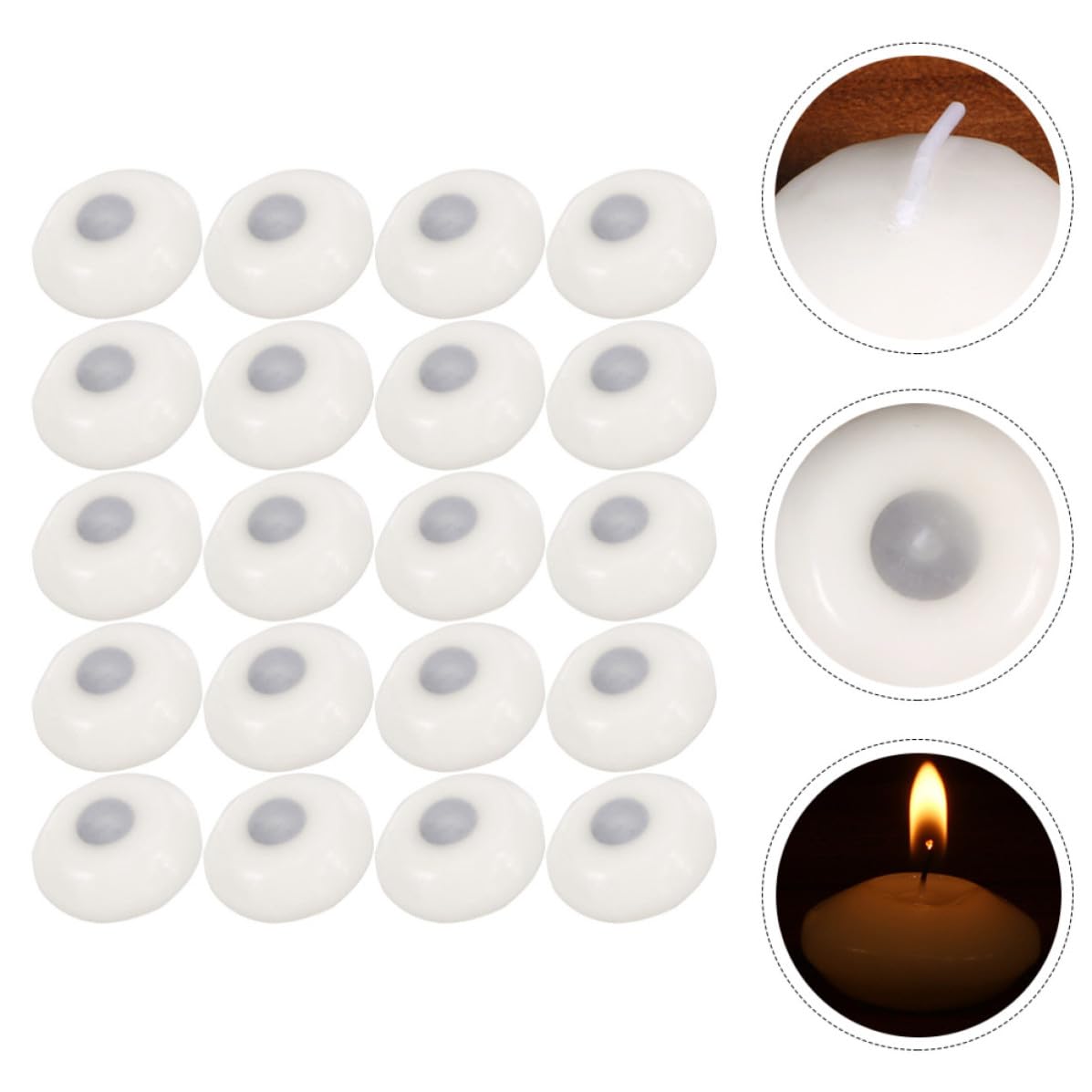 UKCOCO 100 Piezas Velas Flotantes de Parafina sin Aroma, Color Blanco, Iluminación Ligera, Velas de Boda para Fiestas y Bares
