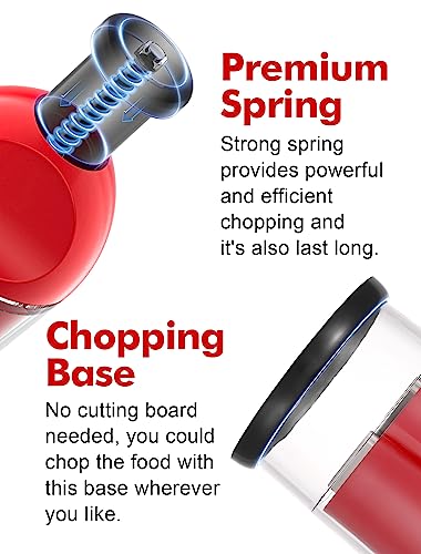 Image of Food Chopper, Hand Chopper Dicer Easy to Clean, Manual Slap Vegetable Cutter Onion Dicer, Garlic Mincer for Onion, Nut, Tomato, Pepper, Celery, etc, Red