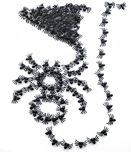 Newprous Spider Toy Funny Prank Realistic Mini Fake Plastic Bug Toys Scary Spider Cake Party Decorations for Kids Adults Halloween Props Black 200 Pack