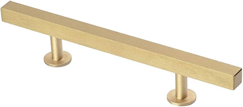 Lew's Hardware Bar Series 31-108 Solid Brushed Brass Cabinet Knobs and Pulls (10" Centers/14 Overall)