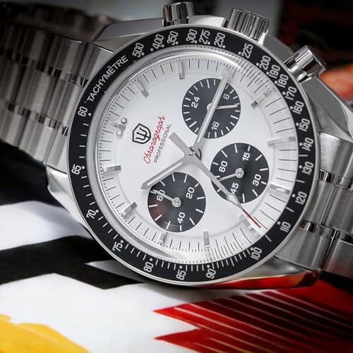Image of watchdives WD1863 Men Chronograph Watch Japan VK63 Quartz Sports Watches 40mm Bubble Sapphire Crystal Wristwatch 100M Dive Watch