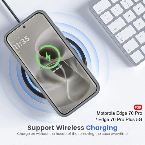 Image of TheGiftKart Hybrid Shockproof Back Cover Case for Motorola Moto Edge 70 Pro /Edge 70 Pro Plus 5G | Hard Back Cover Case (PC & TPU, MagSafe Compatible, Transparent Clear Back, Grey Sides)
