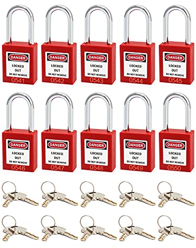 QWORK Red Lockout Tagout Safety Padlock Set