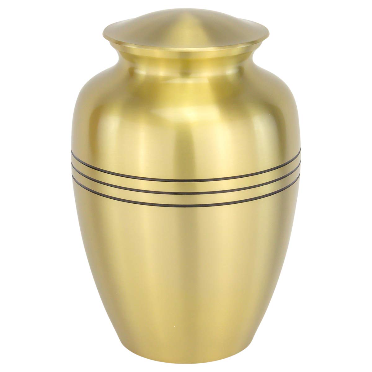 Classic Three Bands Gold Cremation Urn for Ashes - Extra Large, Brass, Gold Urn, Extra Large Adult Sized Cremation Urn, 12 Inches High