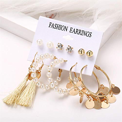 60 Pairs Fashion Colorful Earrings Set With Bohemian Tassel Earrings Layered Ball Dangle Leopard Hoop Stud Jacket Earrings For Women Girls Jewelry Fashion And Valentine Birthday Party Gift #TOP2