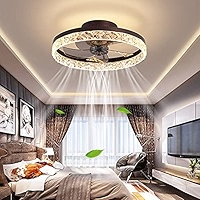 KINDLOV Modern Ceiling Fans With Lights, 19.7" Flush Mount Ceiling Fan With Dimmable Light And Remote,6-Speed Wind For Bedroom,Living Room,Low Profile Ceiling Fan With Light,White