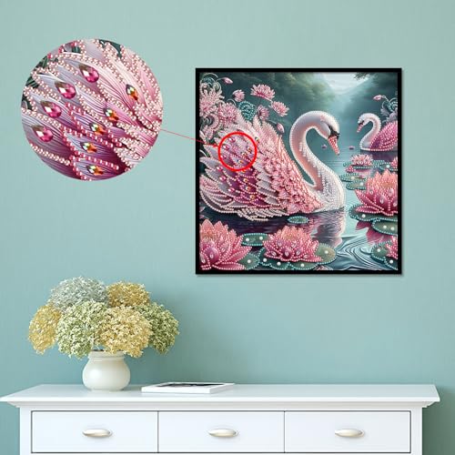 Image of AiYuanzsh 5D Special Shape Diamond Art Kits for Beginners, Diamond Painting Kits for Adults, Crystal Rhinestones Diamond Painting for Home Wall Decoration Gift 12x12 inch /30x30 cm, Beautiful Swan