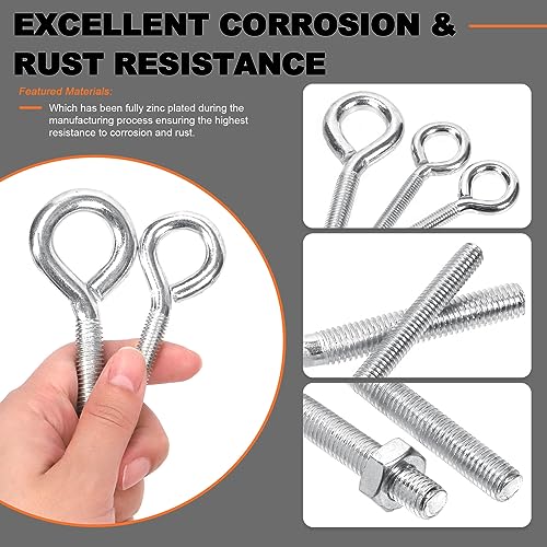 Juego de pernos de ojo Tanstic con tornillos con tuercas hexagonales de acero M5 M6 M8 M10 4