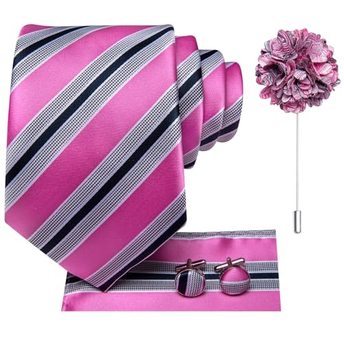 Image of Hi-Tie Men's Silk Ties Formal Woven Classic Necktie Pocket Square Cufflinks Lapel Pin Set Wedding Business