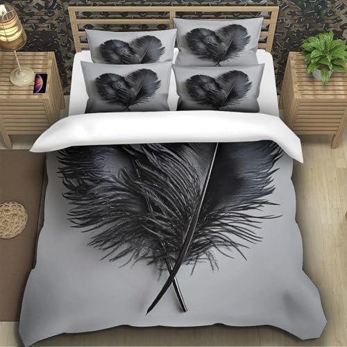 Housse de couette oiseaux 3D anti-plis parure douce fermeture éclair - 5