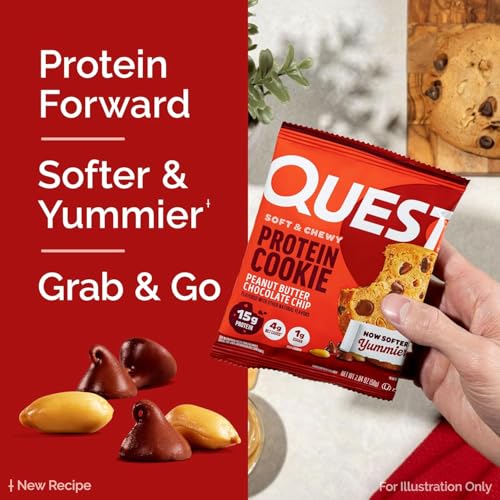 Image of Quest Nutrition Peanut Butter Protein Cookie, 15g Protein, 1g Sugar, 5g Net Carbs, Keto Friendly, High Protein, Low Carb, 12 Count (Pack of 6)