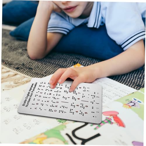 SECFOU Braille Alphabet Tafel für Sehbehinderte Montessori Pädagogisches Hilfsmittel mit Erhabenen Punkten zur Unterstützung Lernens für