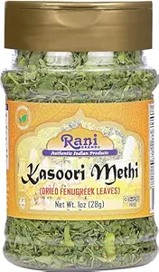 Rani Fenugreek Leaves Dried (Kasoori Methi) 1oz (28g) PET Jar ~ All Natural | Vegan | Gluten Friendly | NON-GMO | Kosher | Indian Origin