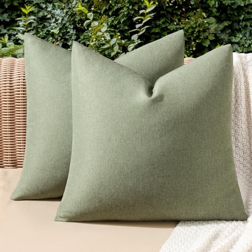 MIULEE Decorative Outdoor Pillow Covers Waterproof 16x16 Gray Green