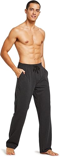 Miniatura 4 de Baleaf - Pantalones deportivos de algodón para hombre, con parte inferior abierta, ajuste holgado, con bolsillos, para correr, entrenar, yoga, de