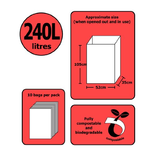All-Green 240 liter (240L) composteerbare papieren vuilniszakken, 10 vuilniszakken - Image 3