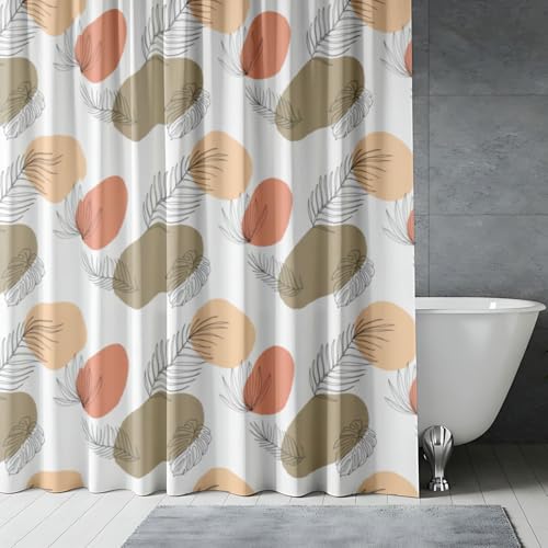 Image of Sassoon Autumn Leaves Printed Shower Curtain for Bathroom with Hooks- 1Pc