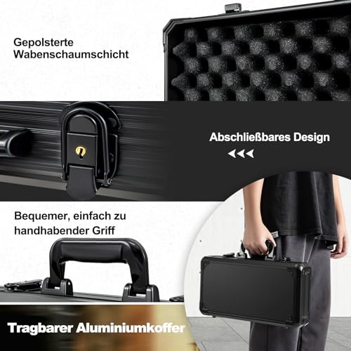 DREAMADE Aluminium Pokerkoffer mit 300 nummerierten Laser Poker Chips/ 2 Pokerkarten Set/ 5 Würfel/ 3 Dealer-Buttons, Pokerspiel, Poker Komplett Set Pokerset Profi Texas Hold'em (300 Chips) – Bild 5