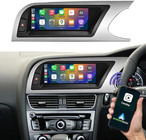 Road Top 8.9 Inch Wireless CarPlay Screen for Audi A5 2009-2015 with 2G MMI, Car Stereo Touchscreen Radio Replacement, Wireless Android Auto, Mirror Link, Navigation（Right-hand drive）