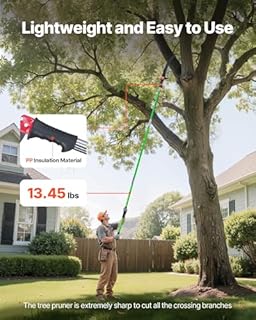 VEVOR Scie à Élaguer Extensible, 2,15-8,09 m, Scie sur Perche Manuelle, Lame Acier 65Mn Tranchante, avec 8 Perches en Fibre de Verre, Outil d'Élagage pour Tailler Branches Hautes, Palmiers, Arbustes