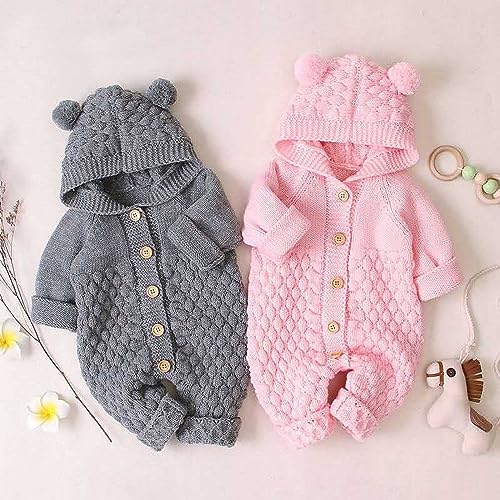 Unisex Baby Clothes Winter Coats Cute Newborn Infant Jumpsuit Snowsuit Bodysuits Registry Baby (Grey, 3-6 Months)3