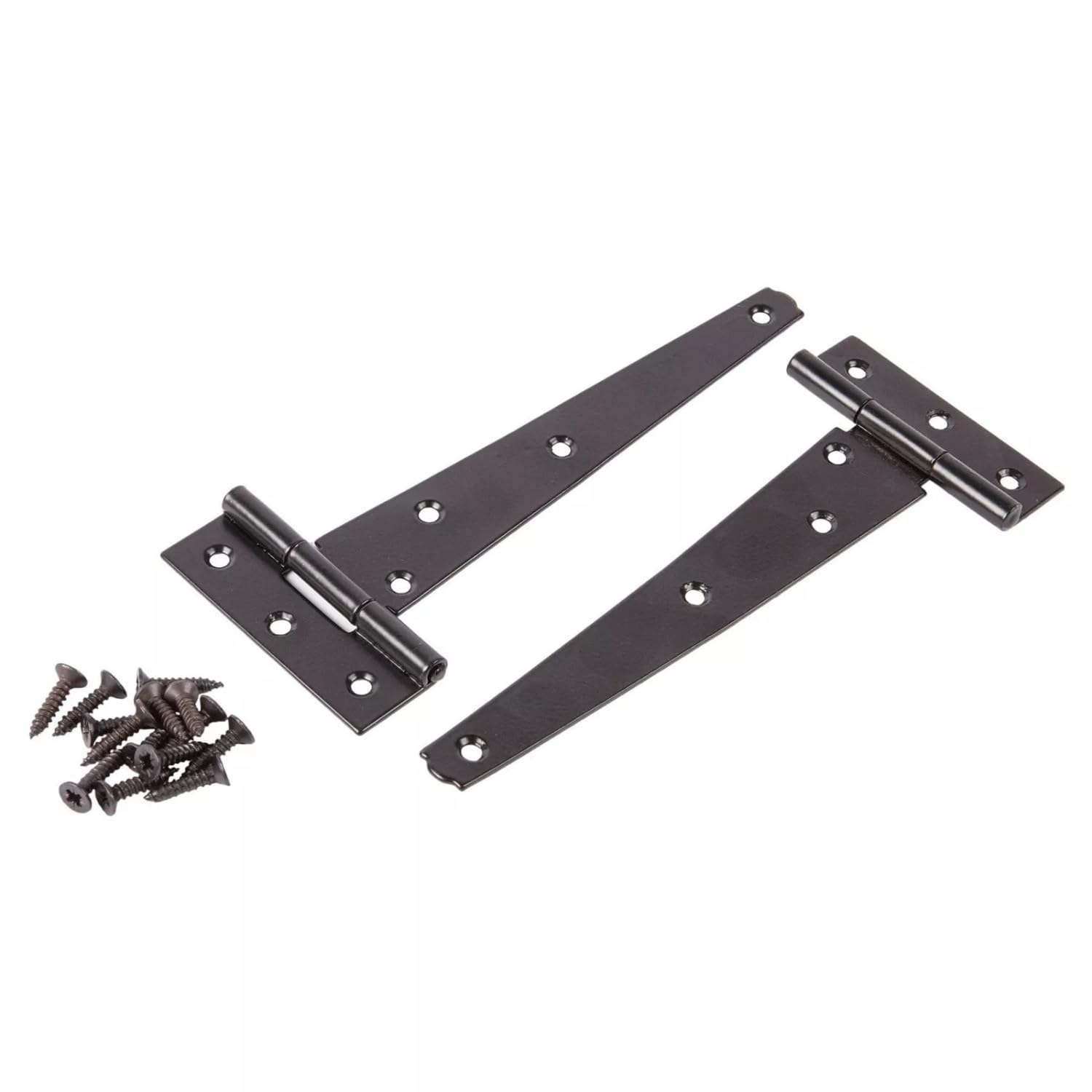 Garden Mile 2 Pack 6 Inch / 150mm Black Garden Gate Hinges for Wooden Gates Heavy Duty Powder Coated for Weather Protection T Hinges with Screws for Shed Garage Barn Doors Gate Hinge