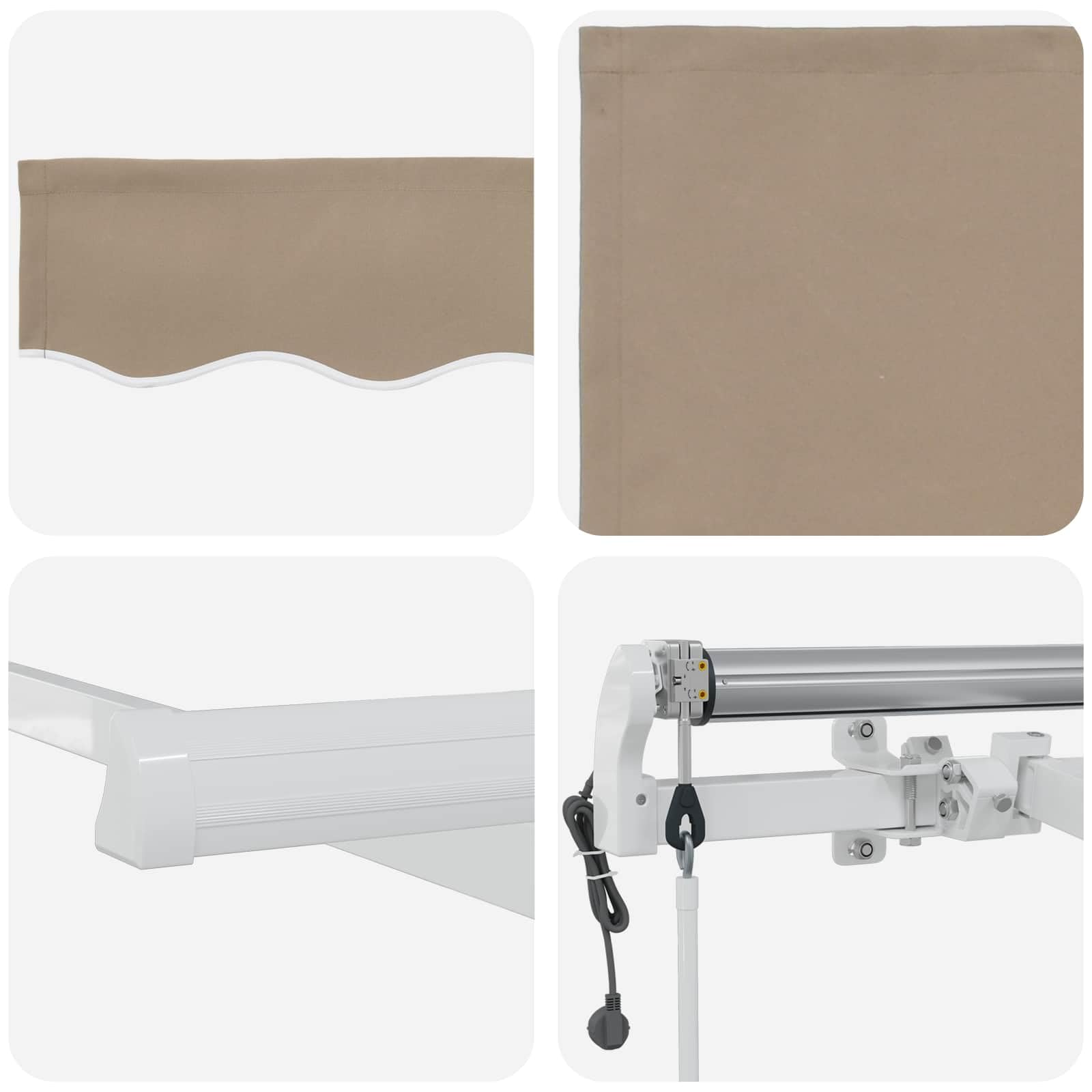 Brokky Toldo Motorizado 4X 3 m Toldo Articulado Eléctrico con Mando a Distancia para Terraza, Jardín-Beige-4 x 3 m-Marco Blanca
