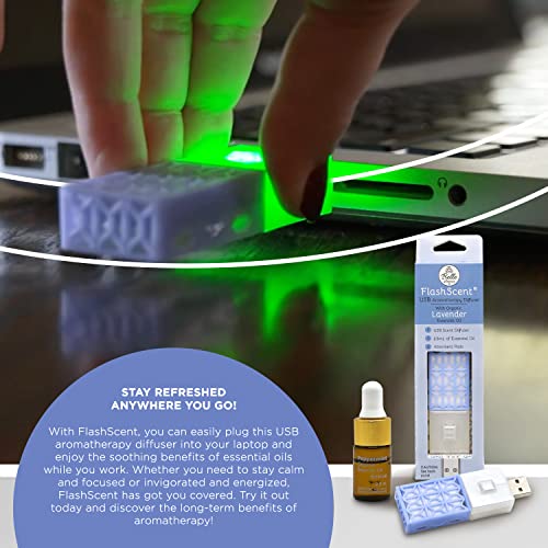 Belle Aroma Flashscent Usb Aromatherapy Scent Diffuser - Oil Diffuser For Car, Office, Home, Or Travel, Usb Diffuser W/One 2.5Ml Essential Oil Bottle & 3 Refill Scent Pads, Serenity Blue, Ylang Ylang #TOP7